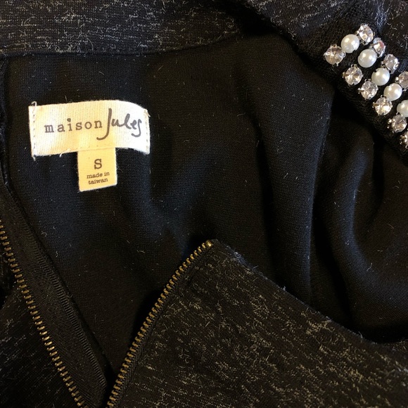 Maison Jules Short Sleeve Rhinestone Neckline Dress, Small - Picture 9 of 11